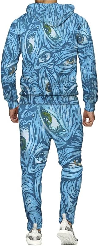 3Д апстрактен стил Човекот за тренерки за печатени дуксери, обични панталони за џемпери, поставуваат машка спортска облека
