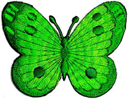 Кленплус 3 парчиња. Пеперутка Цртан Филм Симпатична Зелена Везени Железо На Шиење На Значка За Фармерки Јакни Капи Ранци Кошули