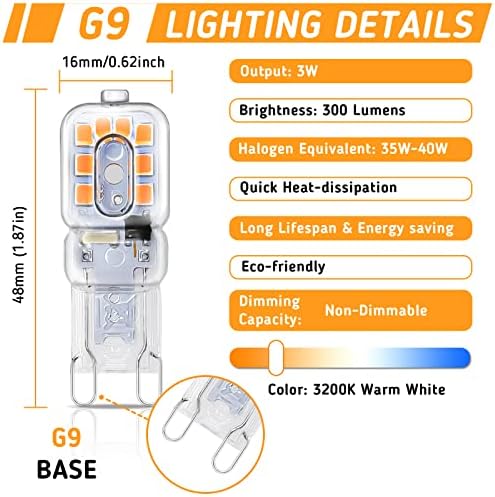 KINDEEP G9 LED Сијалица, 35w 40W Халоген Еквивалент, Топло Бело 3200K, 300 Лумен, Мали LED Светилки За Кристално Лустерот Sconce Суета