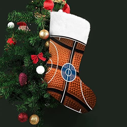 Кошаркарски терен Црвени Божиќни празнични чорапи дома украси за Божиќно дрво Камино виси чорапи