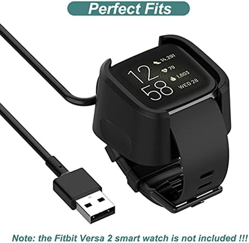 Полнач За Fitbit Versa 2, Кабел За Полнење За Замена Со USB Кабел ОД 3,3 стапки За Fitbit Versa 2 Паметен Часовник [2 Пакет]