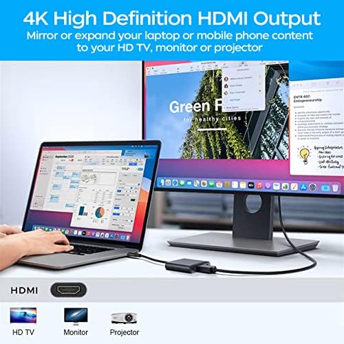 USB C До HDMI Мулти-Порт Адаптер, Дигитални AV Мулти-Порт Адаптер СО 4K HDMI &засилувач; USB 3.0 &засилувач; 100w Тип C Брзо