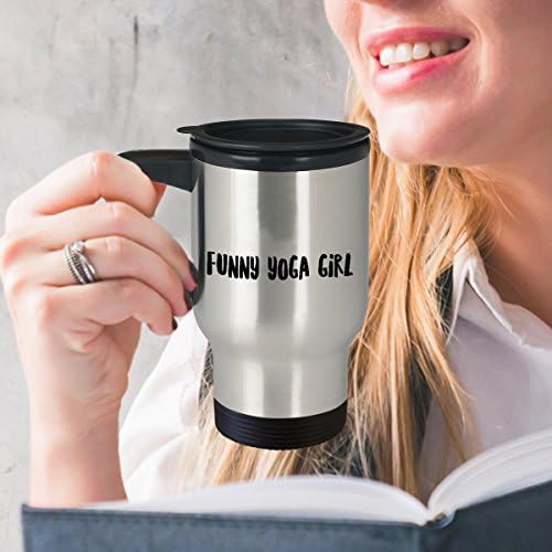 Чаша од чаша од јога за патувања - „Смешна јога девојка“ - кафе/чај/пијалок топло/ладно изолирано - Смешна новинска попуст