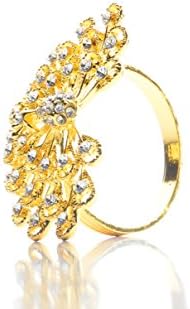 Сет од 2 убави, врвни квалитетни дијаманти за дијамантски паен, златни салфетки прстени за вечери, празници и свадби NR50311-G
