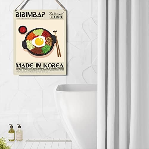Смешен кујнски знак декор Bibimbap дрвен знак плакета wallид што виси постери храна уметнички дела 8 ”x10” модерна декорација на кујната за