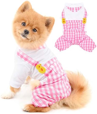 Платени кучиња облеки за мали кучиња момчиња девојки летни кошули со карирани панталони скокаат со една парче облека за мачки кутриња чихуахуа облека симпатична к