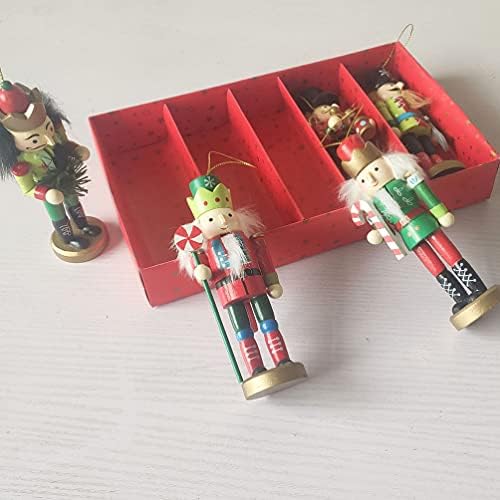 Викаски 1 постави дрвени оревици Божиќни украси рустикално дрво оревчери фигури војник рака куклена играчка за Божиќ дрво виси украси