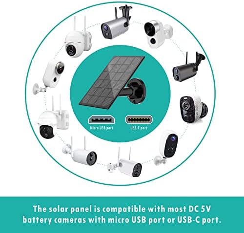 Сончевиот панел EveRexte за безбедносна камера за напојување што може да се надополнува, компатибилна со безжична безбедносна камера на