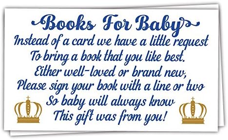 50 Принц Книги За Бебе Туш Барање Картички - Покана Инсерти-Момче Бебе Туш