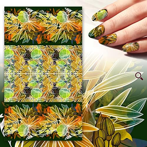 Налепници за нокти се декорираат флоненаил топла тропска шума гроздобер цветна шема за нокти