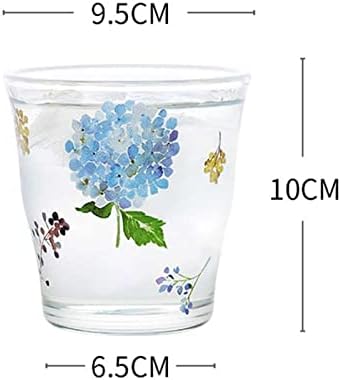 ИНЏИ Чаши За Пиење 2 Парчиња/сет Транспарентни Цвеќиња Печатена Стаклена Чаша Отпорна На Топлина Кафе Кригла Сок Од Млеко Чаша За