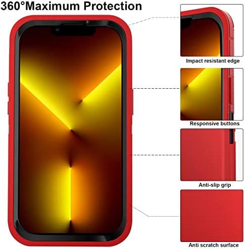 Бајпабокс за Iphone 13 Pro Max Случај Со Појас Клип Футрола Kickstand, 2 Екран Заштитник &засилувач; 2 Камера Леќа Заштитник, Тешки