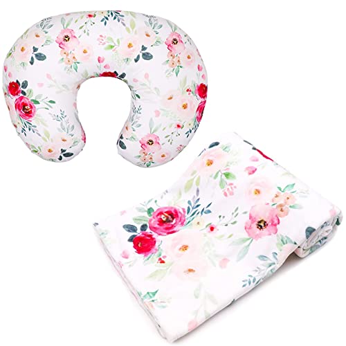 Покривка за перница за бебешки медицински сестри и минливо ќебе за бебе, розово цветно бебе перница и ќебе за бебиња