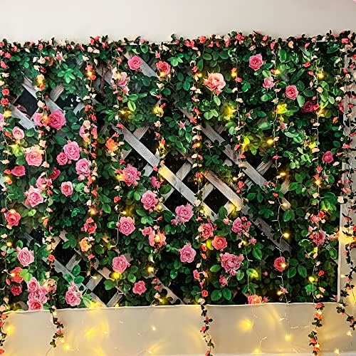 5 Пакет Цветна Венец Вештачка Лажна Роза Венец Лоза Вештачко Цвеќе За Декорација Цветен Венец Декор-Вкупно 41 Стапки