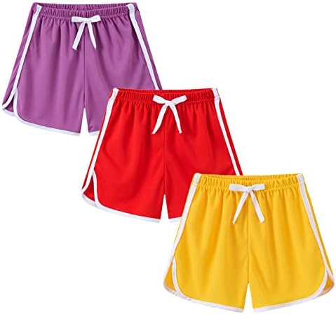 Девојки 3-пакувања Атлетски шорцеви за мали деца Активни шорцеви за трчање Делфини салата кратки панталони со лак 3-10 години
