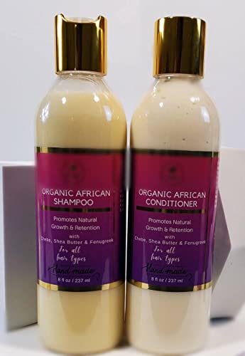 Африкански шампон за раст на косата и балсам со фенограм, алое вера и моринга - природна и ефикасна нега на коса за сите типови коса