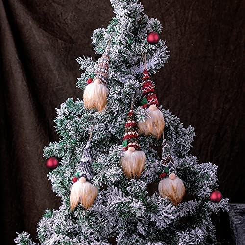 Божиќни украси, гном украси со LED светло, 5 парчиња Gnome Божиќни украси со кутија за подароци шведски том, гномејски украси, украс на Денот на вineубените