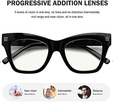 Очила за прогресивно читање со 4-пакети со очила за читање сина светлина за жени без никакви повеќефокални читатели на линија