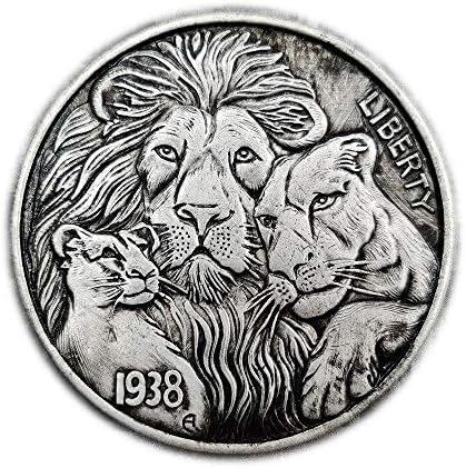 Врежана 1938 Креативен Лав Американски 骷髅 Монета Микро Колекција 205коин колекција Комеморативна Монета