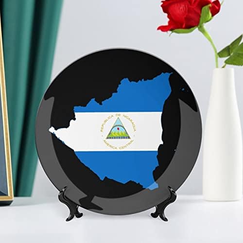 Никарагва знаме мапа коска Кина Декоративна чинија Керамички плочи занает со приказ за украси за домашна канцеларија