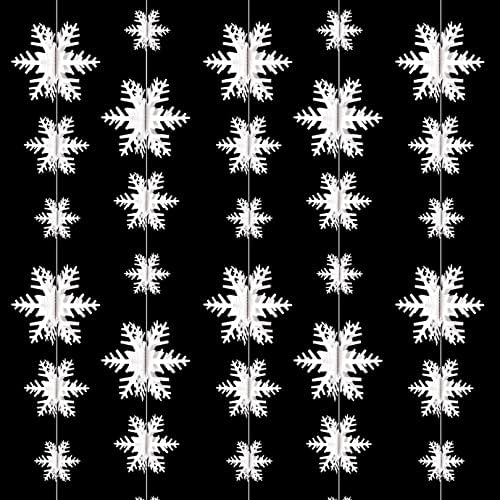WXJ13 Божиќ Виси Снегулка Украси, 2 Пакет Бела 3D Снегулка Венец За Зимски Божиќ Дома Декор