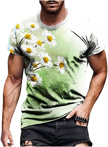 Летни врвови за машки графити печатени маица со краток ракав Шарен хипи маички екипаж на вратот на вратот Обични маички блузи