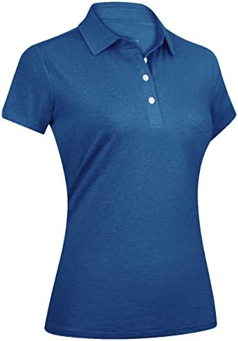 Faskunoie женски голф -маици за голф, се протега лесна кошула со кратки ракави, бргу суви 4 копчиња