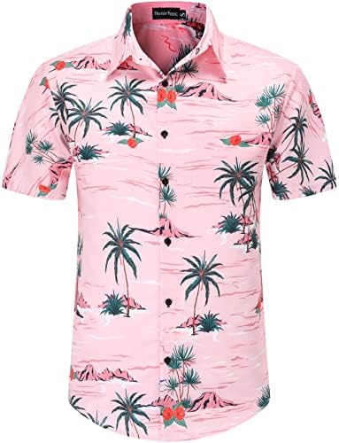 Носирхок Хавајска кошула за мажи кои се наоѓаат со кошули со копчиња од плажа за мажи за мажи Хавајски кошули