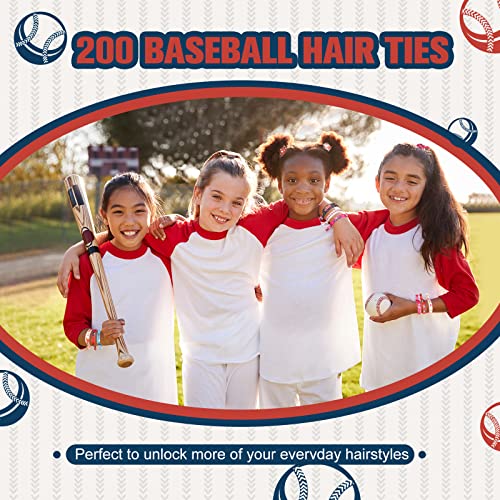 200 Парчиња Бејзбол Додатоци За Коса Бејзбол Вратоврски За Коса Без Набори Еластики За Коса Бејзбол Скринчи Бејзбол Мамо Подароци