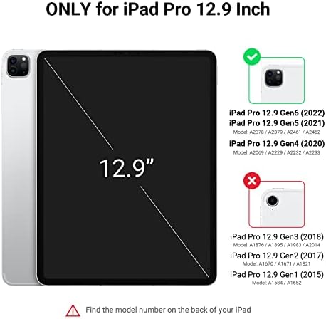 Гинл Нов iPad Pro 12.9 Случај 6/5/4 Генерација Со Магнетна Затворач, Поддршка 2 Молив, Трикратно Покритие Со Мек Tpu Назад за iPad 12.9 Pro Случај