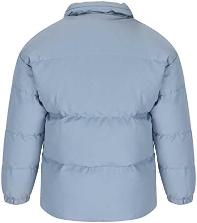 Палто за мажи патент памук подлежена пуферска јакна за ветерници ватирани палта Зимски термички штанд со вратот на вратот со долги