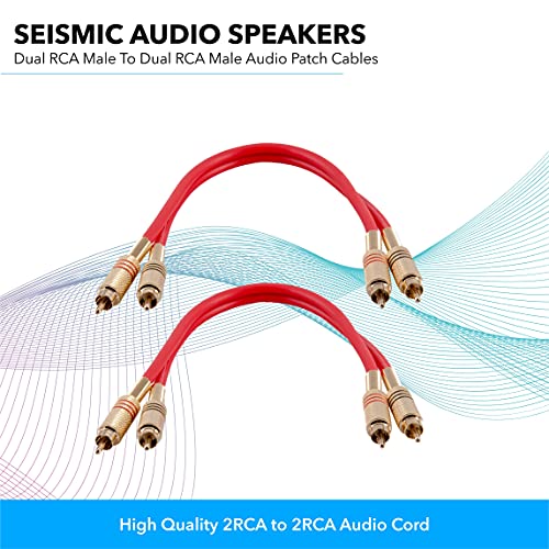 Сеизмички аудио звучници Премиум 1 нога двојна RCA машко до двојно RCA машки кабли за аудио лепенка, пакет од 2, кабли со црвена