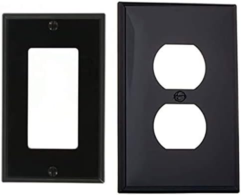 Wallидна плоча на уредот Левитон 80401-NE 1-бангар декора/GFCI, стандардна големина, термопластичен најлон, монтирање на уредот, црна