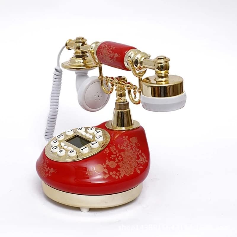 ZYKBB антички телефонски фиксни фиксни старомодни телефони со копче, LCD дисплеј класичен керамички ретро телефон