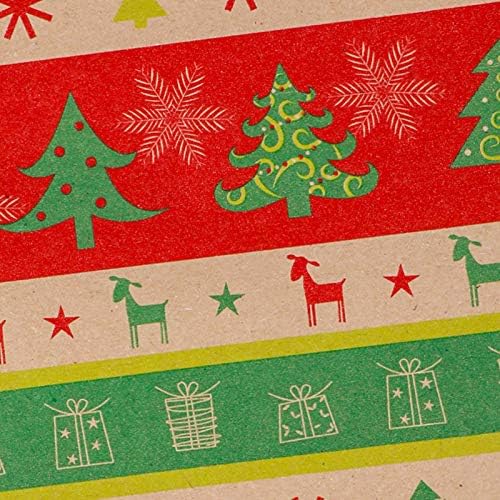 Конзаит 6 Големи Листови Преклопени Божиќна Крафт Хартија За Завиткување Традиционална Обвивка За Подароци, 70 см х 50см, Божиќни