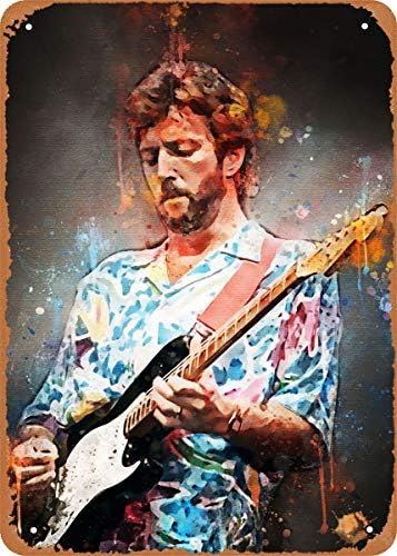 Легендарниот гитарист на Еикоко, Ерик Клептон ЦБЕ Плакета Постер Метал Калај знак 8 x 12 Гроздобер ретро wallиден декор