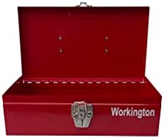 Кутија за метални алатки за преносни столарни столари со брава, кутија за мали делови, организатор за складирање на приклучоци 4002 црвено
