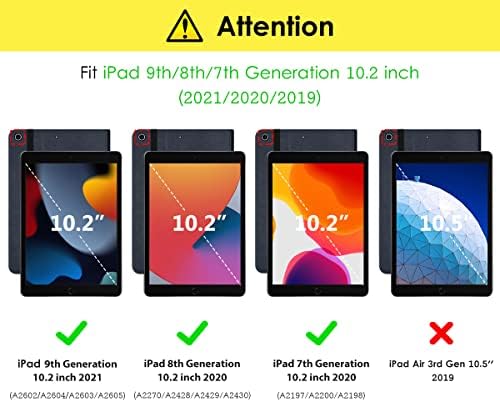 DTTO iPad 9-ти/8-та/7-та генерација 10.2 инчи случај 2021/2020/2019, премиум кожен деловен фолио-држач за штанд со заштитник на екранот со стакло и рамка за усогласување, сина