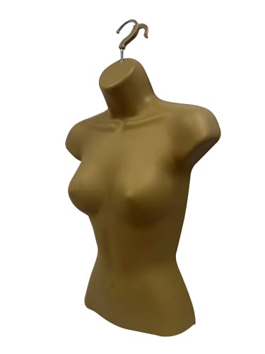 Displaytown Bronze Female Female Hollow Back Mannequin Torso Set & Hanging Hook, S-M големини