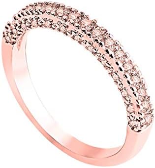2023 Тренд розово злато целосен дијамантски циркон прстен дами накит со големина 5 прстени за момчиња