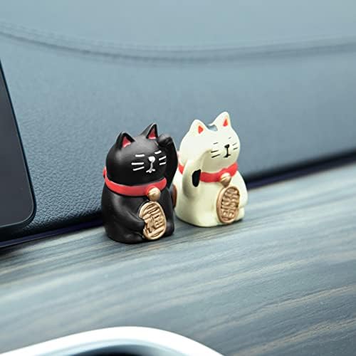 Ygmoner mini среќна мачка фигура црна и беж табла за автомобили украси за возила за декории