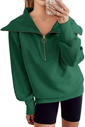 Anrabess Womens 2023 есенски моден преголем четврт четвртина палтовер џемпери дуксери за тинејџери трендовски Y2k облека