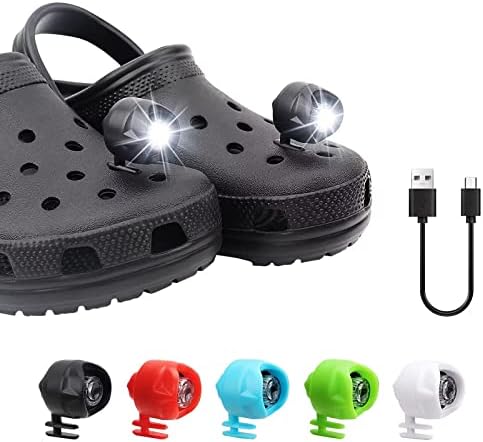 Fидовите што можат да се полнат за Crocs - 2 парчиња LED Croc Lights за чевли, водоотпорни светилки за декорација на чевли, 3 лесни режими