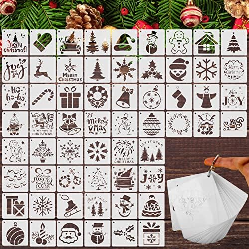 60 парчиња Божиќни матрици, fgsaeor 3 инчи DIY Божиќни матрици за сликање на дрво што гори платно од платно ткаенина мебел, мебел за