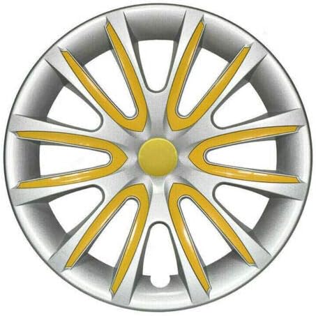 Hubcaps OMAC 16 инчи за Hyundai Grey и Yellow 4 компјутери. Покривање на бандажи на тркалото - капачиња за центри - Замена на надворешната гума за автомобили