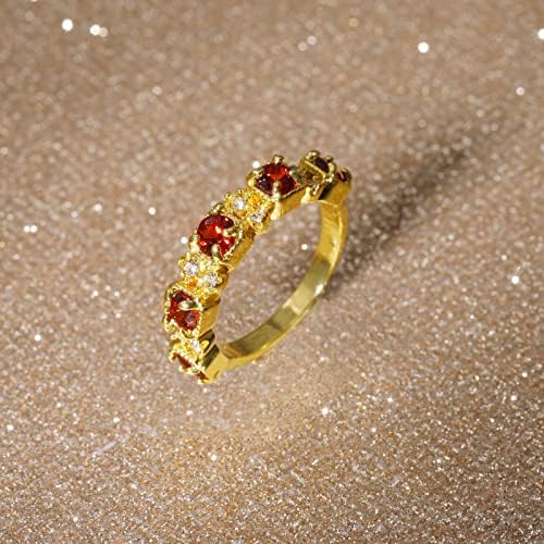 2023 Ново ангажиран камен циркон светла моден накит прстен за жени со црвен прстен накит прстени се молат низ него прстен за ќерка