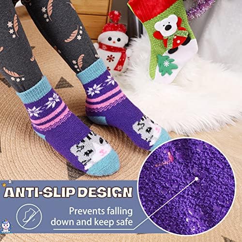 Детски момчиња девојчиња нејасни чорапи со залепени деца мали деца кои не се лизгаат меки топли пријатни зимски меки чорапи