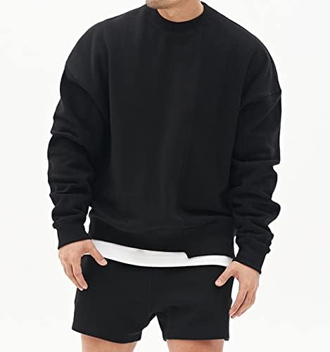 Surenow Mens Patchwork Crewneck Sweatshirt со долга ракава лесна териза за џемпери, обичен тренинг кошула на врвови на врвови на врвови