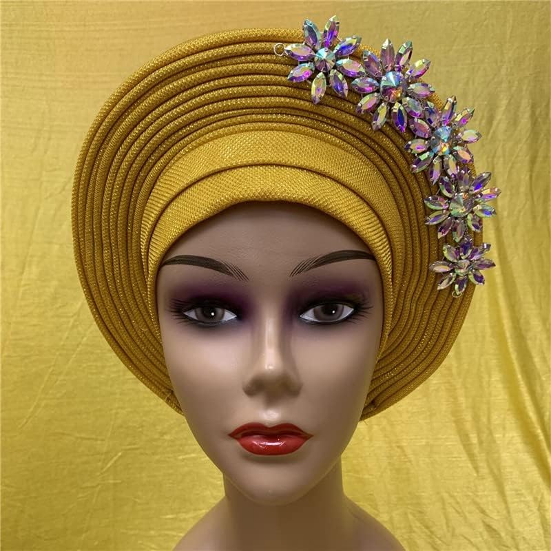 Турбаните за жени gele Headtie веќе го направија Асо Оке Нигерија за традиционален брак африкански хаутки жени капаче за глава 1Set боја една големина