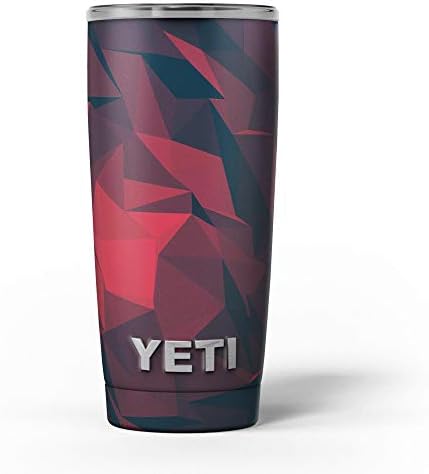 Дизајн Скинц темно црвена геометриска V16 - комплет за винил за завиткување на кожата компатибилен со чашите за ладилни ладилни текови